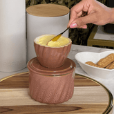Manteigueira Francesa Twist em Cerâmica Rosa Organico 250g - Ela Decora